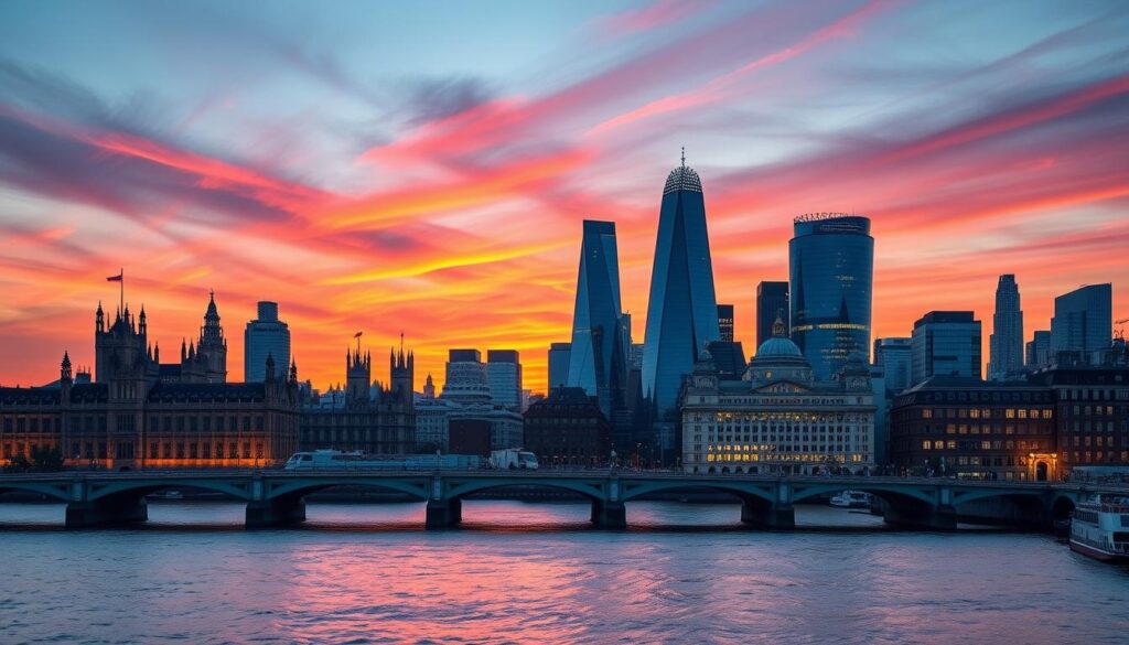 London skyline with modern and historic buildings