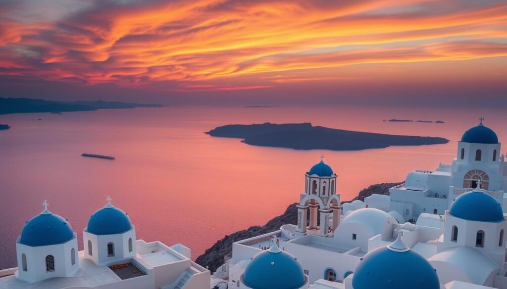 Santorini Greece sunset view