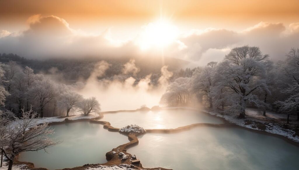 Saturnia hot springs Tuscany in winter